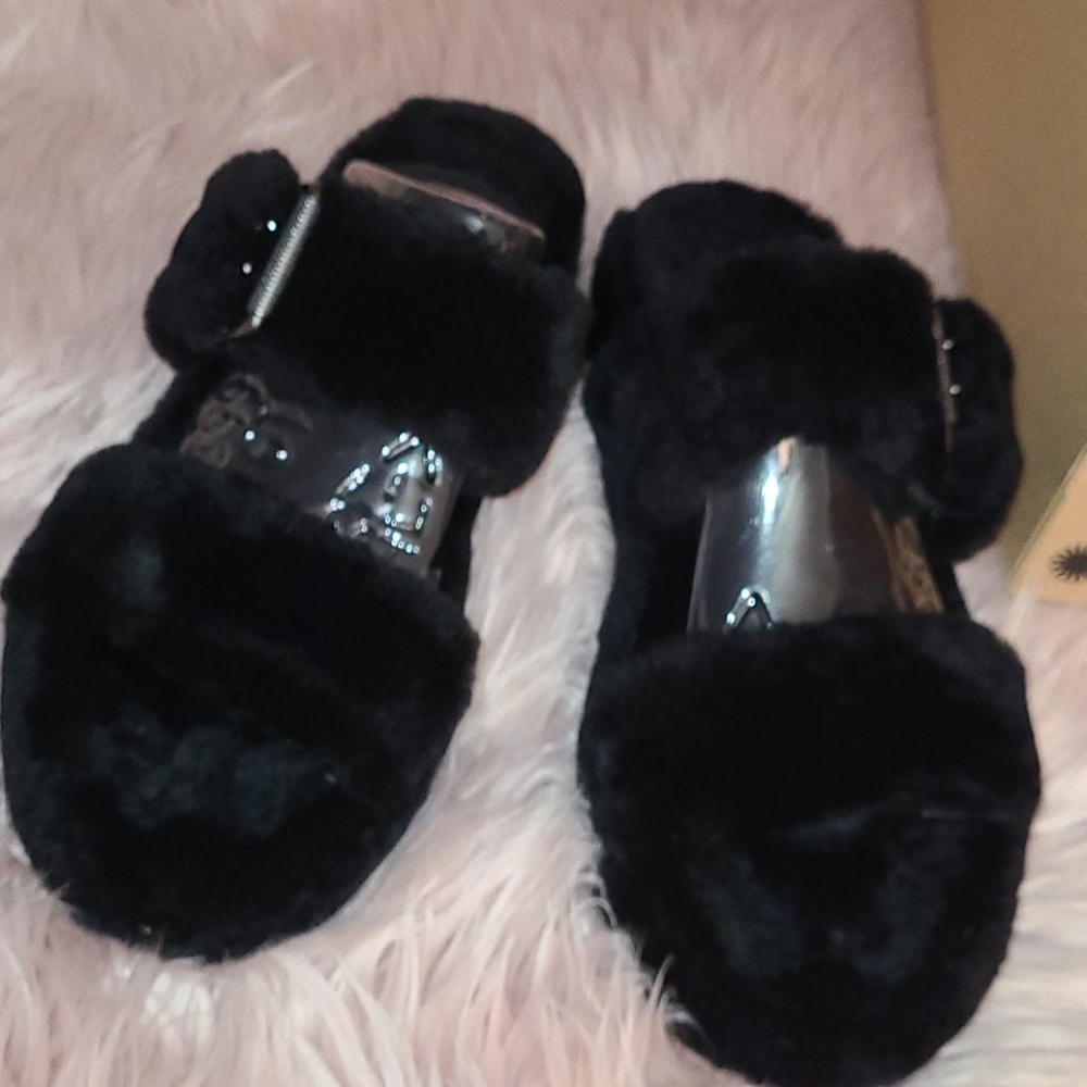 Black ugg slides size 10